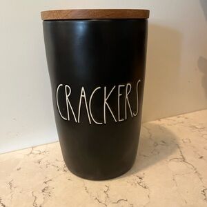 RAE DUNN “CRACKERS” LL CERAMIC WOODEN LID CANISTER